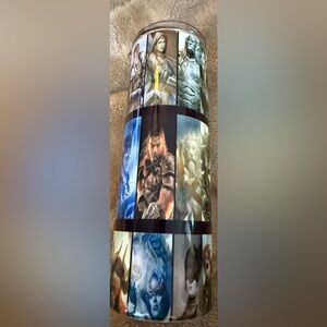 Fantasy Character Collage Stainless Tumbler - Blue, Brown, Cream Artwork